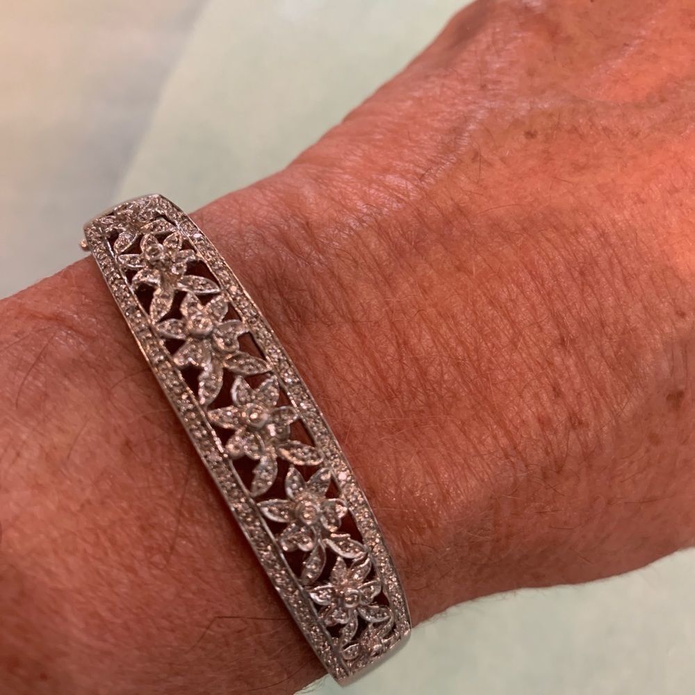 Sterling and Diamonique Bangle Bracelet